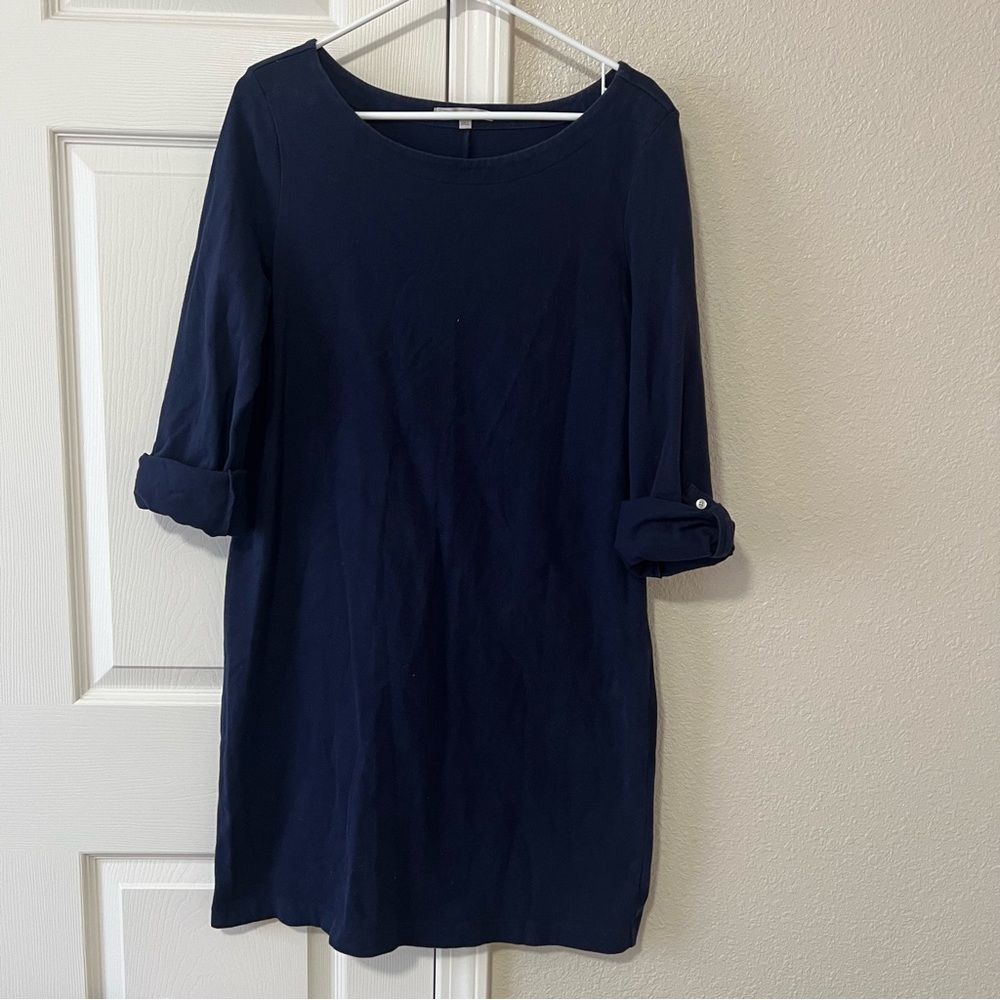 Gap Navy Blue 3/4 Sleeve Essential Shift Dress Size Large